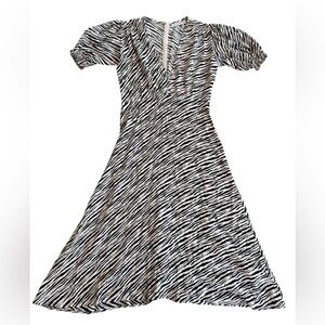 Anthropologie Faithfull The Brand Zebra Print Puff Sleeve MIDI Dress💕